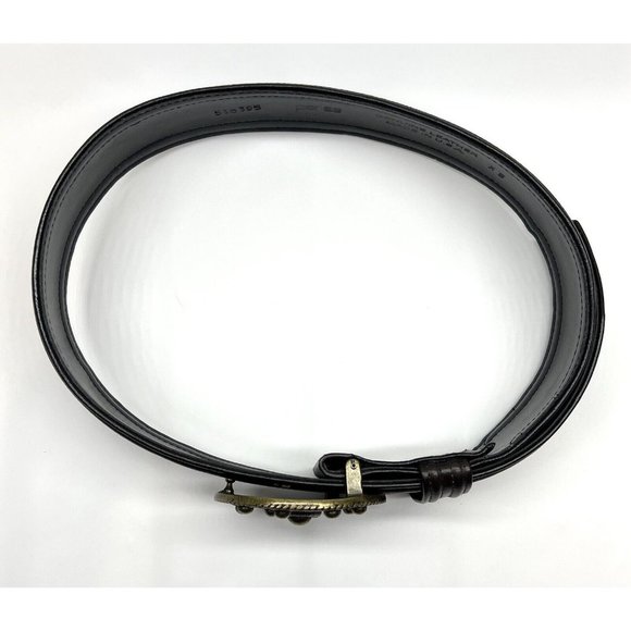 Per Se Brown Leather Belt Brass Buckle 516395 "XS" Vintage 90's - Picture 7 of 14